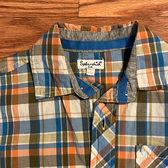 Boys Splendid button front cotton windowpane plaid shirt. - Picture 2 of 2